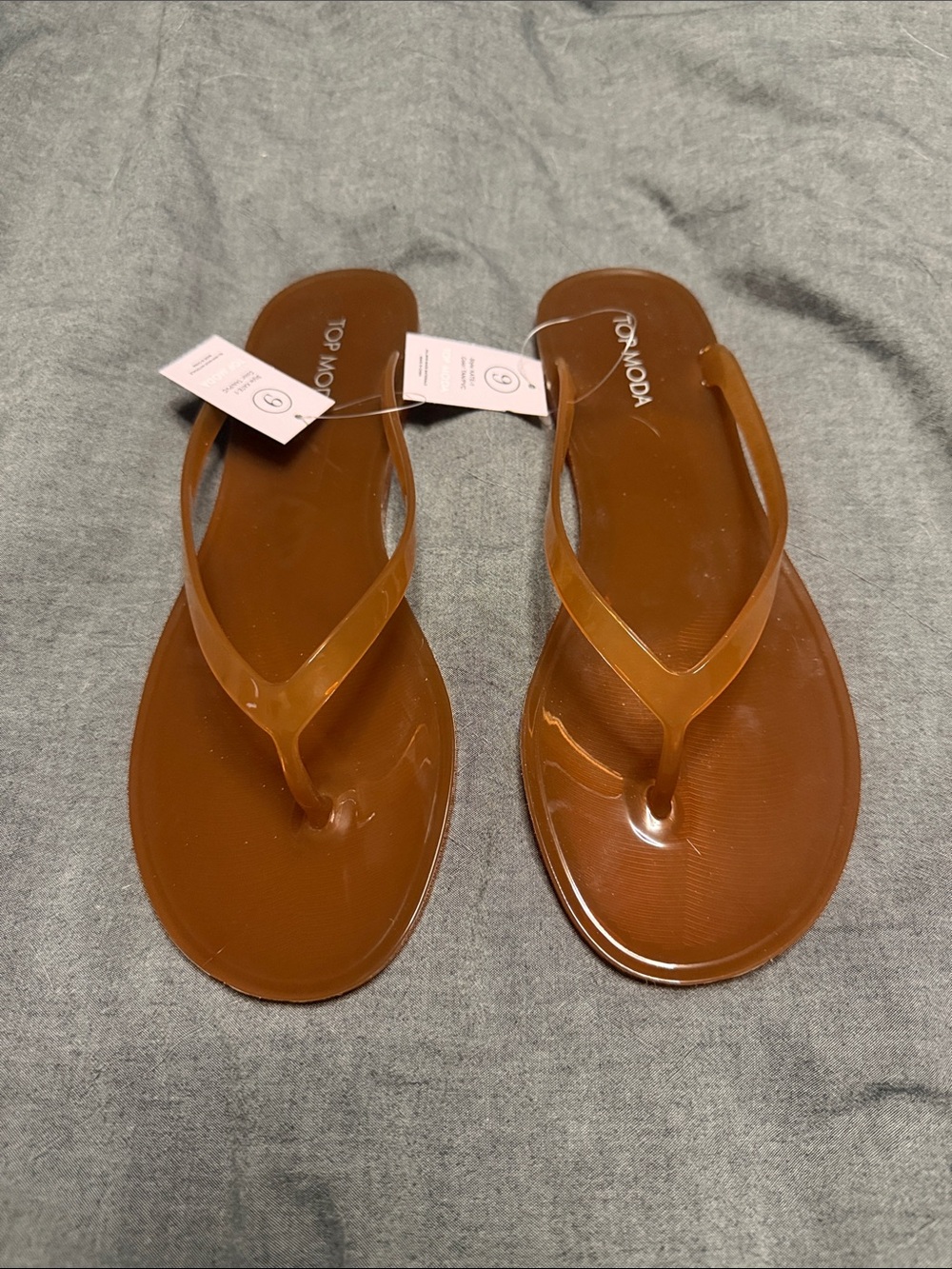 TOP Moda Kate Brown Jelly Flip Flop Sandals